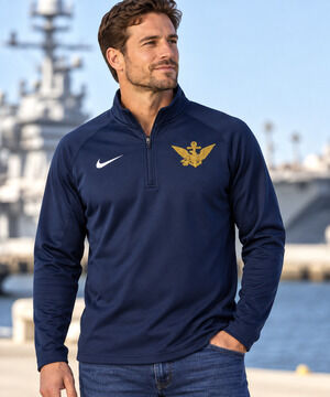 Nike USN Eagle Dri-FIT Mens M Navy Training 1/4 Zip Pullover U.S. Navy